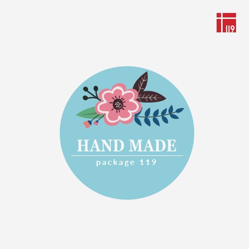 소량 주문제작 / 스티커 원형 HAND MADE 블루 100매