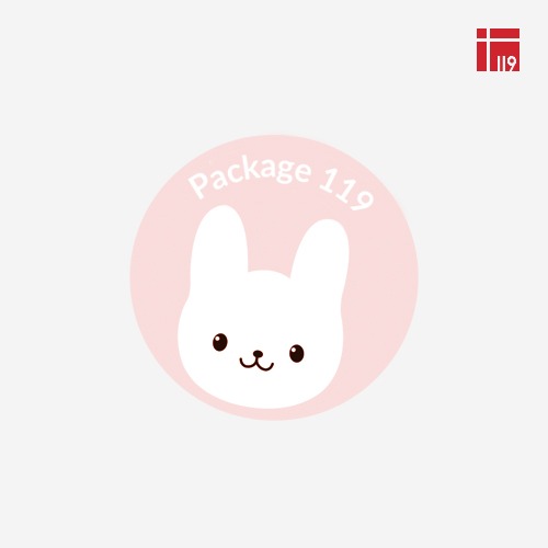 소량 주문제작 / 스티커 원형 토끼 핑크 100매