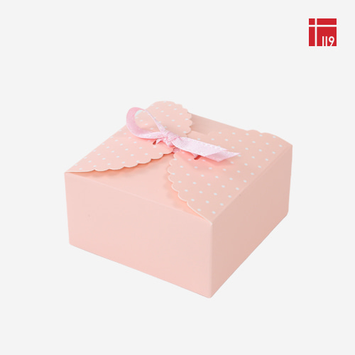 답례품/돌떡상자 레이스 도트 핑크 50매